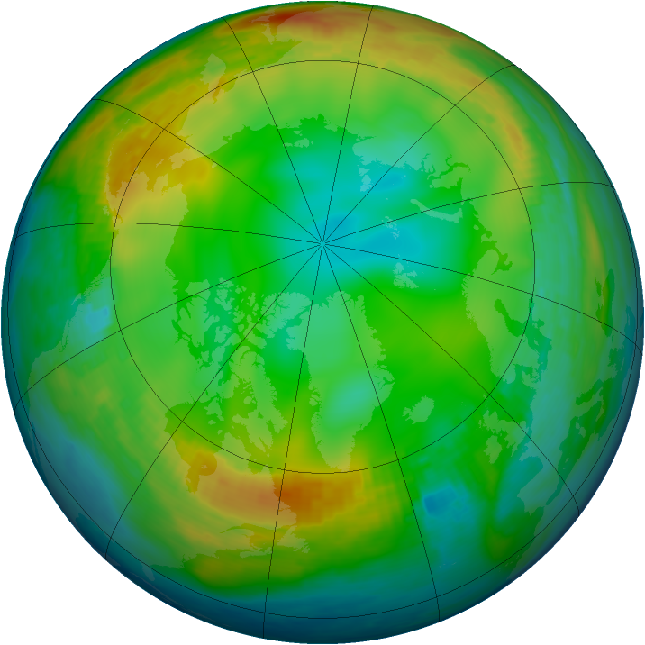 Arctic ozone map for 28 December 1989